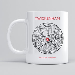 Caneca com estampa de mapa de Twickenham