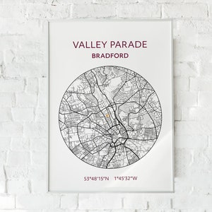 Bradford City print: Valley Parade map