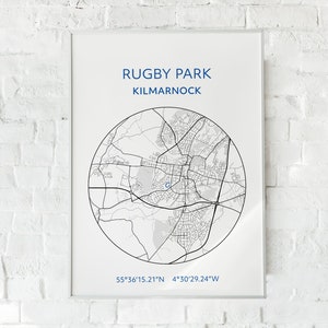 Kilmarnock print: Rugby Park map