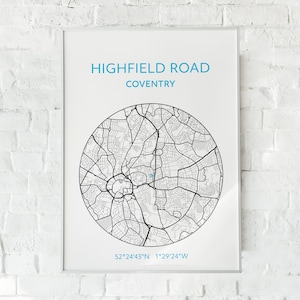 Coventry City: Highfield Road map print