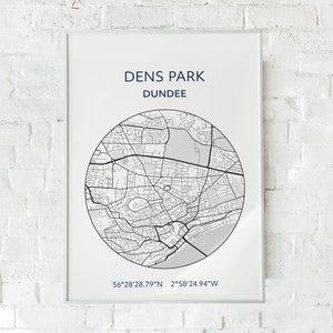 Dundee print: Dens Park map