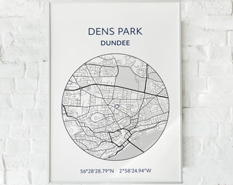 Dundee print: Dens Park map