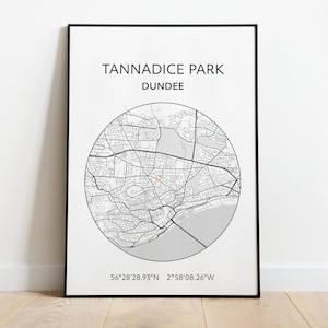 Dundee United print: Tannadice Park map