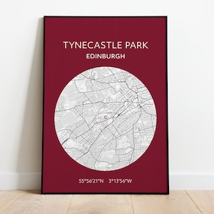 Herz des Midlothischen Drucks: Tynecastle Park Karte