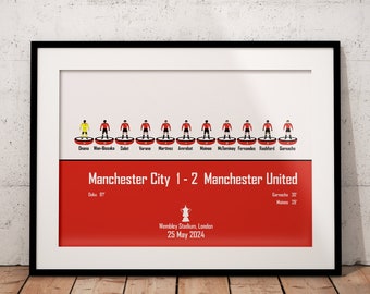Manchester United - Puchar Anglii 2024: wydruk Subbuteo