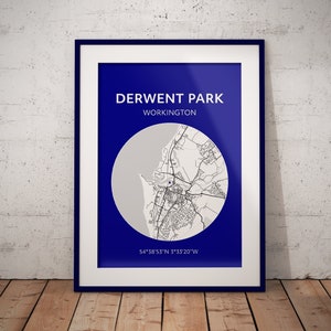 Workington Town rugby print: Derwent Park map