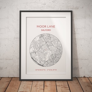 Salford City print: Moor Lane map