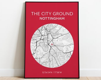 Nottingham Forest print: City Ground map