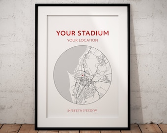 Personalised rugby ground map print / Your rugby stadium / Personalised rugby print
