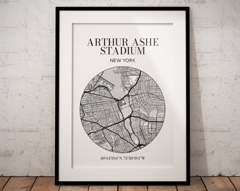 Arthur Ashe Stadium map: Tennis print