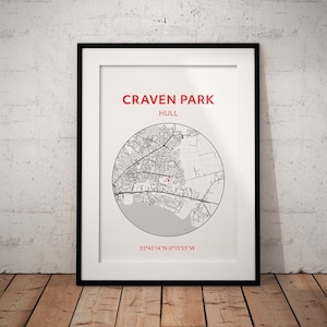 Hull KR rugby print: Craven Park map