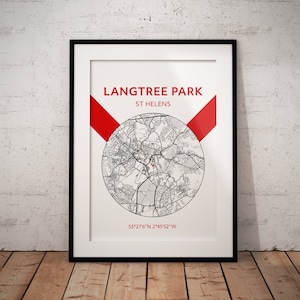 St Helens rugby print: Langtree Park / Knowsley Road map