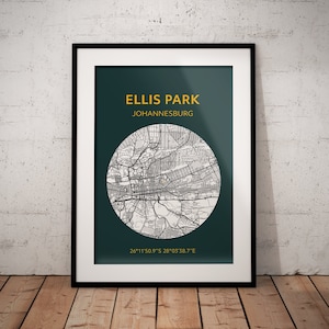 South Africa rugby print: Ellis Park map