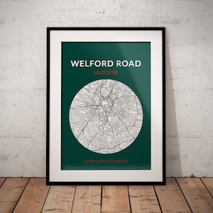 Leicester Tigers rugby print: Welford Road kaart