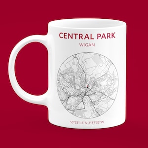 Wigan Warriors rugby mug: Central Park map