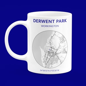 Caneca de rugby de Workington: mapa de Derwent Park