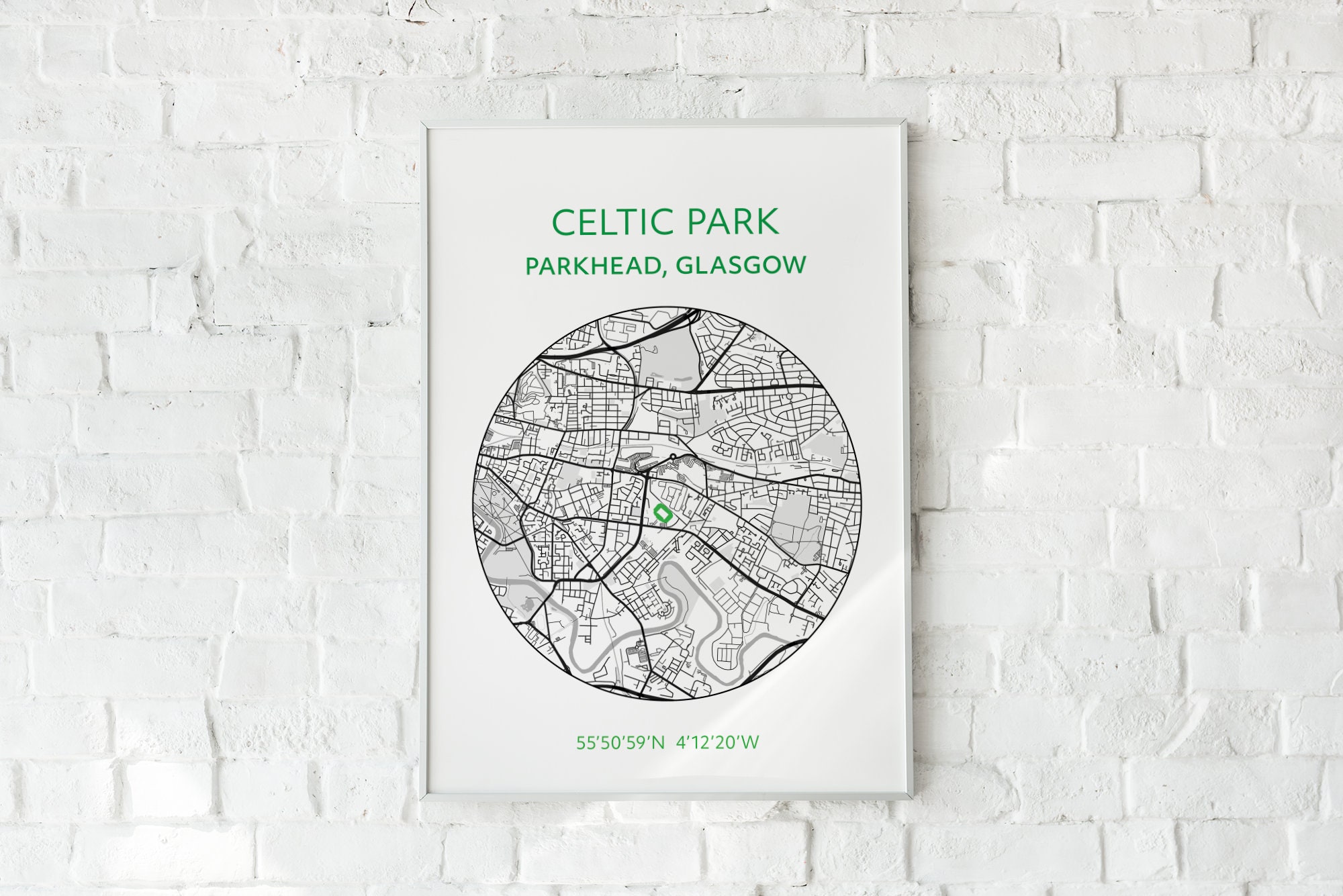 Glasgow Celtic Print Parkhead Map Etsy Il 4rku 