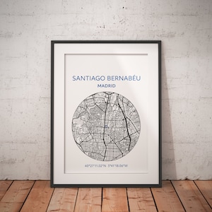 Madrid: Santiago Bernabéu map print
