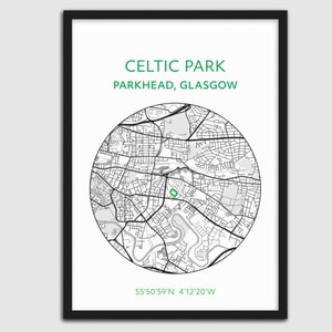 Glasgow Celtic Print Parkhead Map Etsy Il Tqnt 