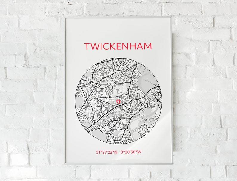 Twickenham home of rugby map print | Etsy