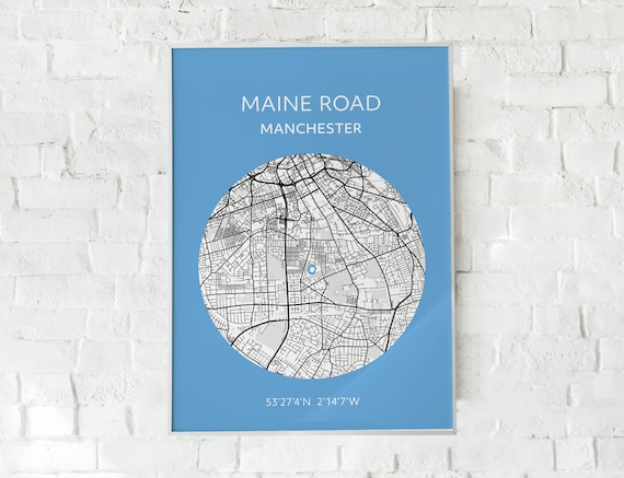 Maine Road Manchester Map Manchester City: Maine Road Map Print | Etsy