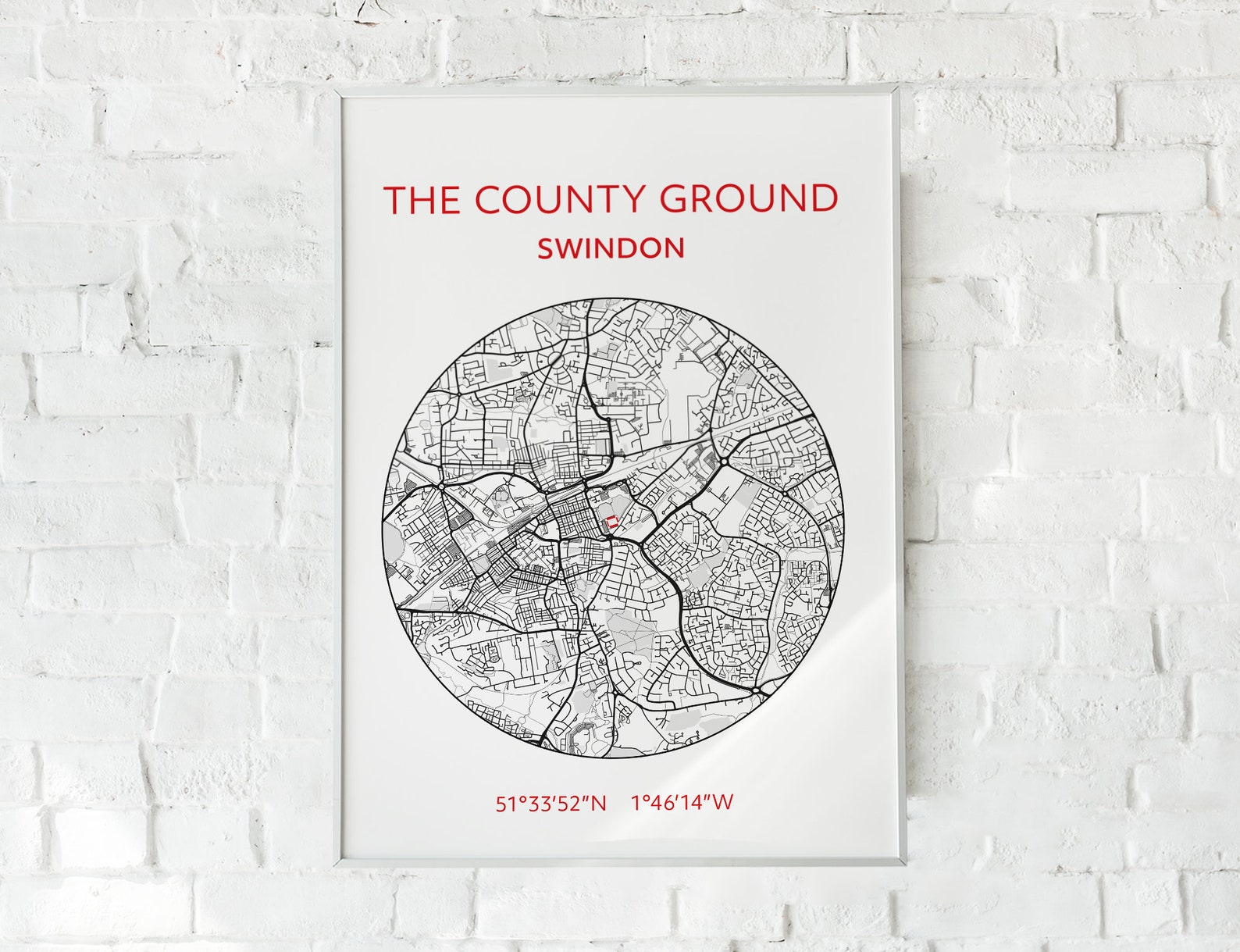 Swindon Town Print: the County Ground Map - Etsy UK