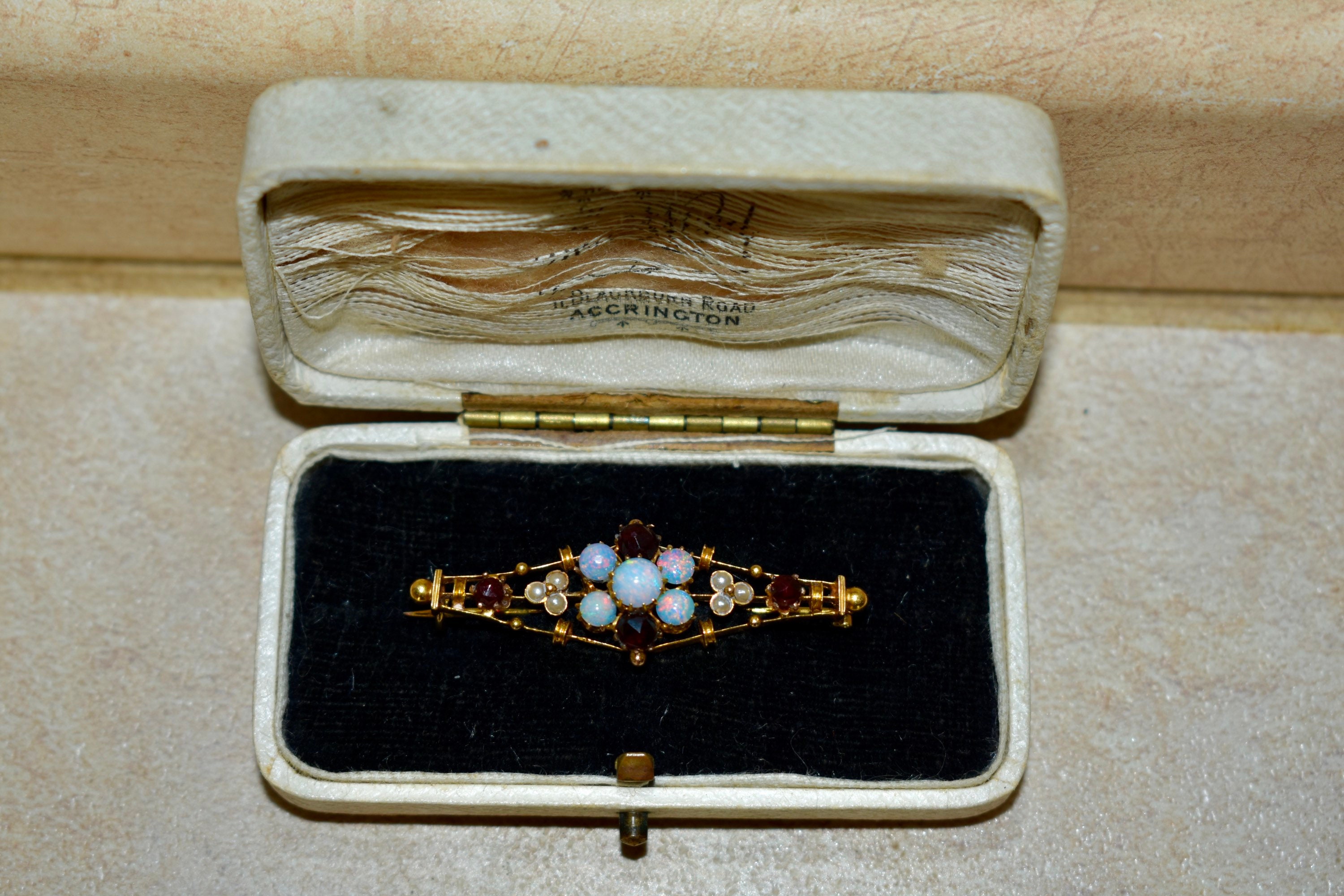 Rare Antique England Vintage Awesome Gold 15K Opal Garnet | Etsy