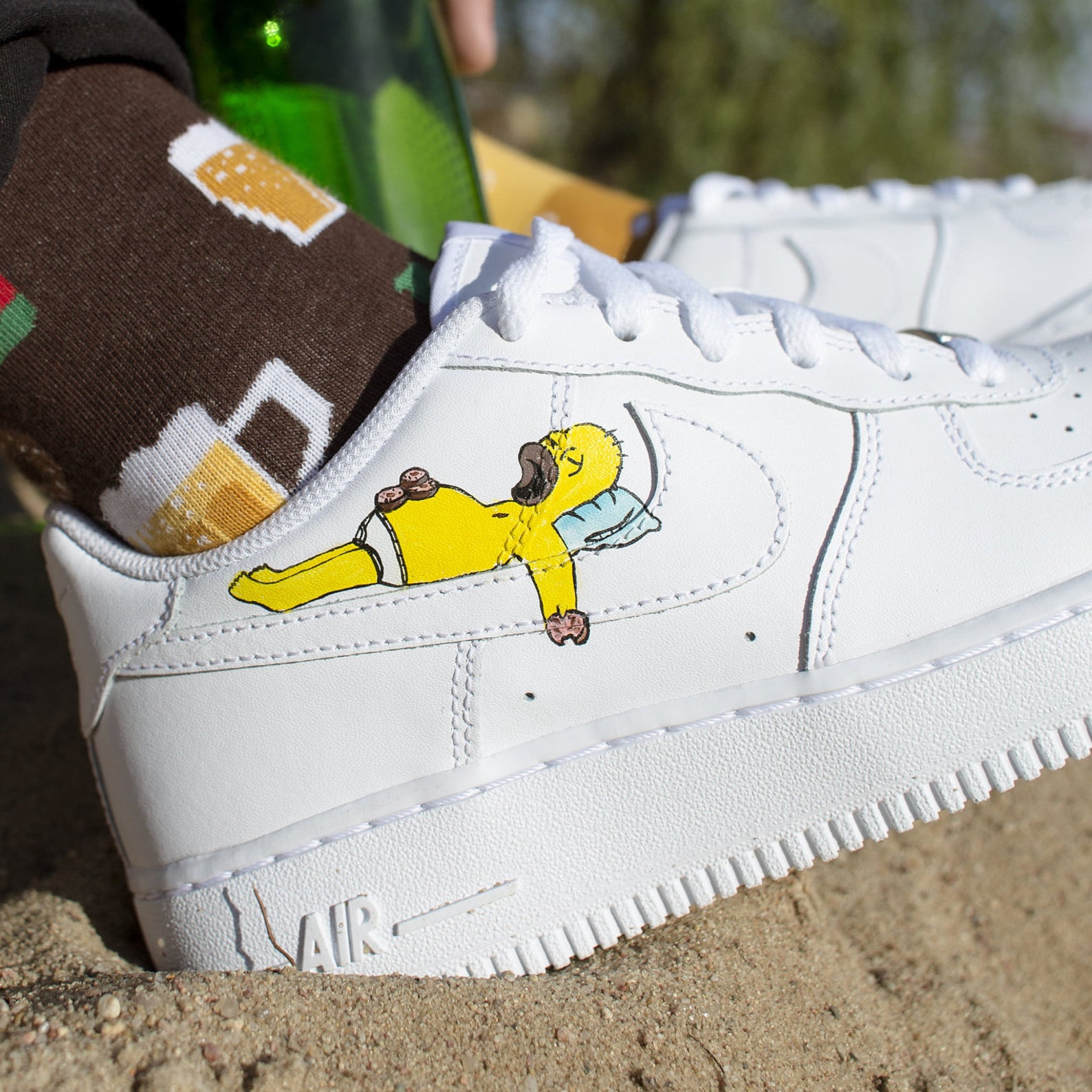 Nike Air Force 1 The Simpsons custom / Homer Simpson Etsy