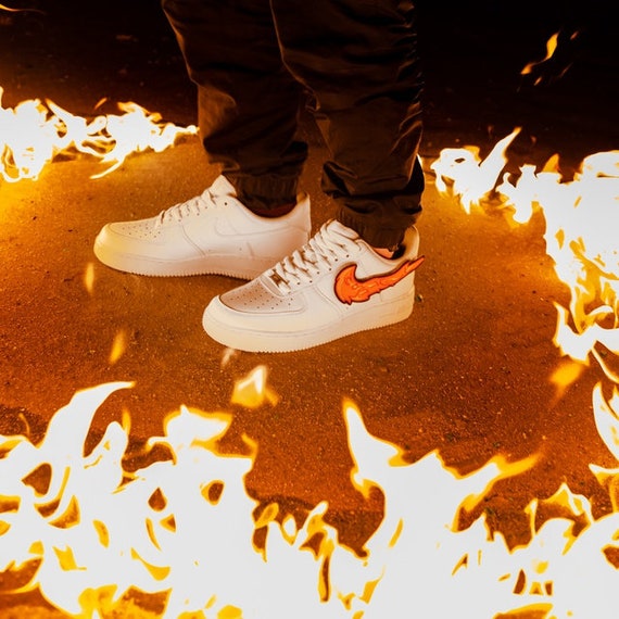 Nike Air force 1 Klittenband Vlam patch custom | Etsy Nederland