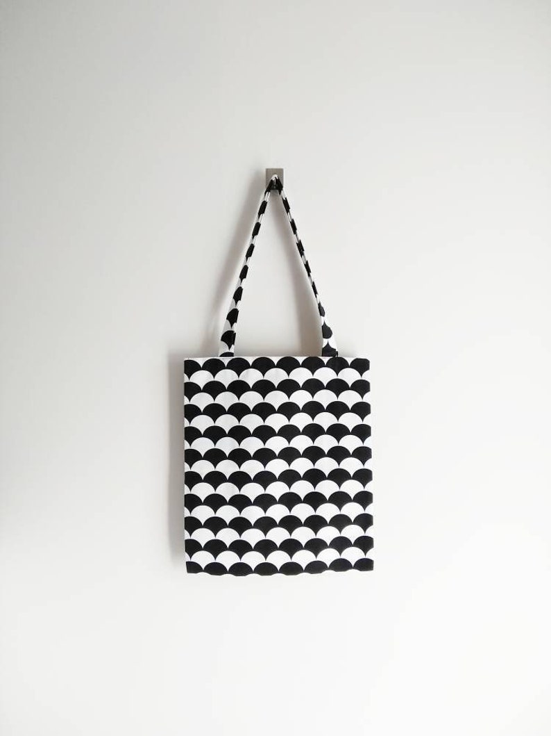 strong high quality reusable tote Tote bag bag for him eco tote bag black and white print with inside pocket