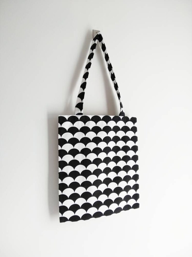 strong high quality reusable tote Tote bag bag for him eco tote bag black and white print with inside pocket