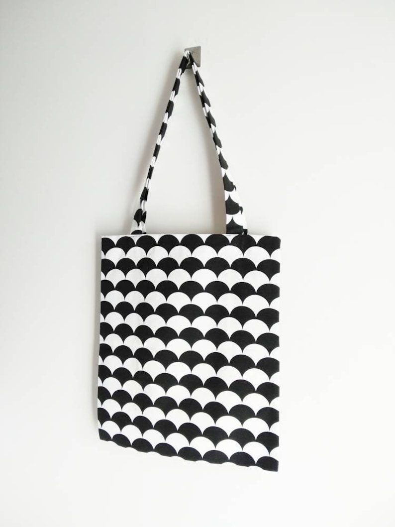 strong high quality reusable tote Tote bag bag for him eco tote bag black and white print with inside pocket