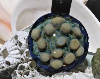 Heady Blue Lampwork Boro Glass Focal Pendant Bead