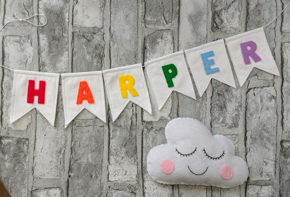 Personalised Rainbow Name Bunting. Cusomised Pennant Name Banner. Nursery Garland. Personalised Rainbow Name Bunting. Cusomised Pennant Name Banner. Nursery Garland.