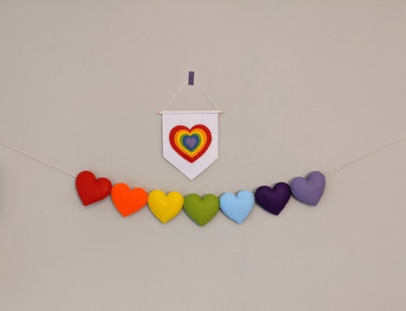 Rainbow Heart Garland. Love Banner. Colourful Playroom Wall Art. Heart Nursery Decor. Child's Bedroom Wall Hanging. Felt Rainbow Bunting. Rainbow Heart Garland. Love Banner. Colourful Playroom Wall Art. Heart Nursery Decor. Child's Bedroom Wall Hanging. Felt Rainbow Bunting.