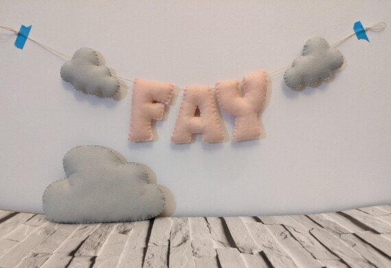Personalised Cloud Nursery Name Garland. Felt Customisable Banner. Baby Name Sign. Kids Bedroom and Playroom Wall Hanging. Nursery Decor. Personalised Cloud Nursery Name Garland. Felt Customisable Banner. Baby Name Sign. Kids Bedroom and Playroom Wall Hanging. Nursery Decor.