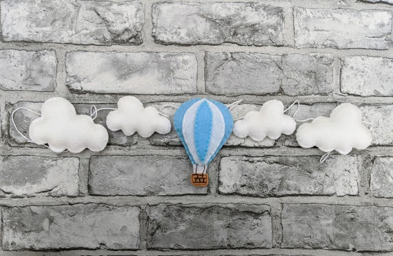 Hot Air Balloon with Clouds Felt Garland - perfect Nursery Decor. Adventure Garland. Hot Air Balloon with Clouds Felt Garland - perfect Nursery Decor. Adventure Garland.