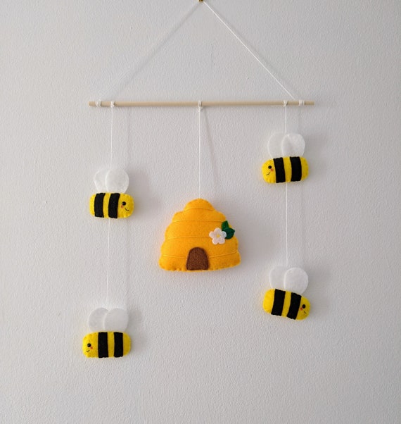Felt Bee Wall Hanging. Nursery Bee and Hive Decor. Bee Mobile. Bee Happy. Felt Bee Wall Hanging. Nursery Bee and Hive Decor. Bee Mobile. Bee Happy.