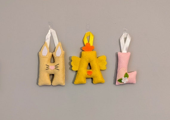 Easter Initial Decoration, Felt Spring Letter Ornament, Personalised Easter Gift. Bunny, Chick, Egg Customisable Letters. Twig Tree Decor. Easter Initial Decoration, Felt Spring Letter Ornament, Personalised Easter Gift. Bunny, Chick, Egg Customisable Letters. Twig Tree Decor.