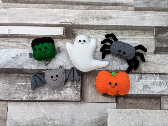 Halloween Garland - Mini Sized Felt Friendly Spider, Frankenstein's Monster, Ghost, Pumpkin and Bat Halloween Decor. Trick or Treat Halloween Garland - Mini Sized Felt Friendly Spider, Frankenstein's Monster, Ghost, Pumpkin and Bat Halloween Decor. Trick or Treat