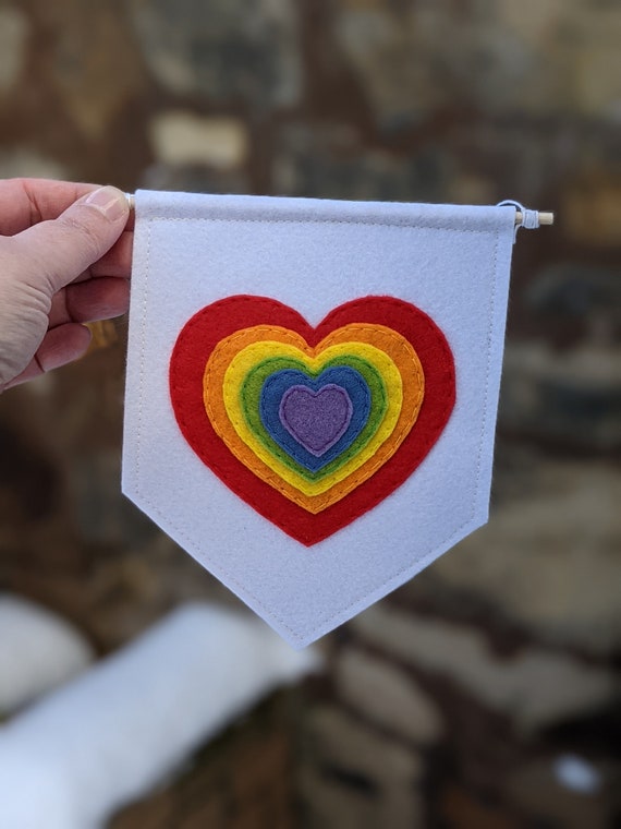 Rainbow Heart Felt Pennant Flag. Nursery Decor. Newborn Gift. Playroom Wall Hanging. Child's Bedroom Wall Art. Rainbow Heart Felt Pennant Flag. Nursery Decor. Newborn Gift. Playroom Wall Hanging. Child's Bedroom Wall Art.