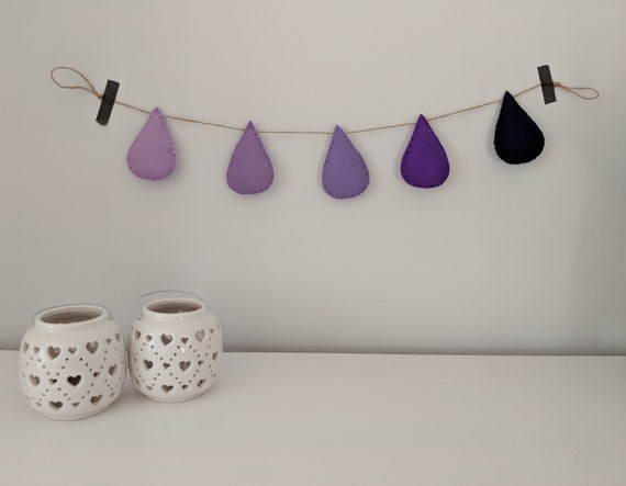 Purple Ombré Raindrop Garland, Droplet Garland, Scandi Garland, Baby Shower, Nursery Decor, Teardrop Garland, Playroom, Bedroom Purple Ombré Raindrop Garland, Droplet Garland, Scandi Garland, Baby Shower, Nursery Decor, Teardrop Garland, Playroom, Bedroom