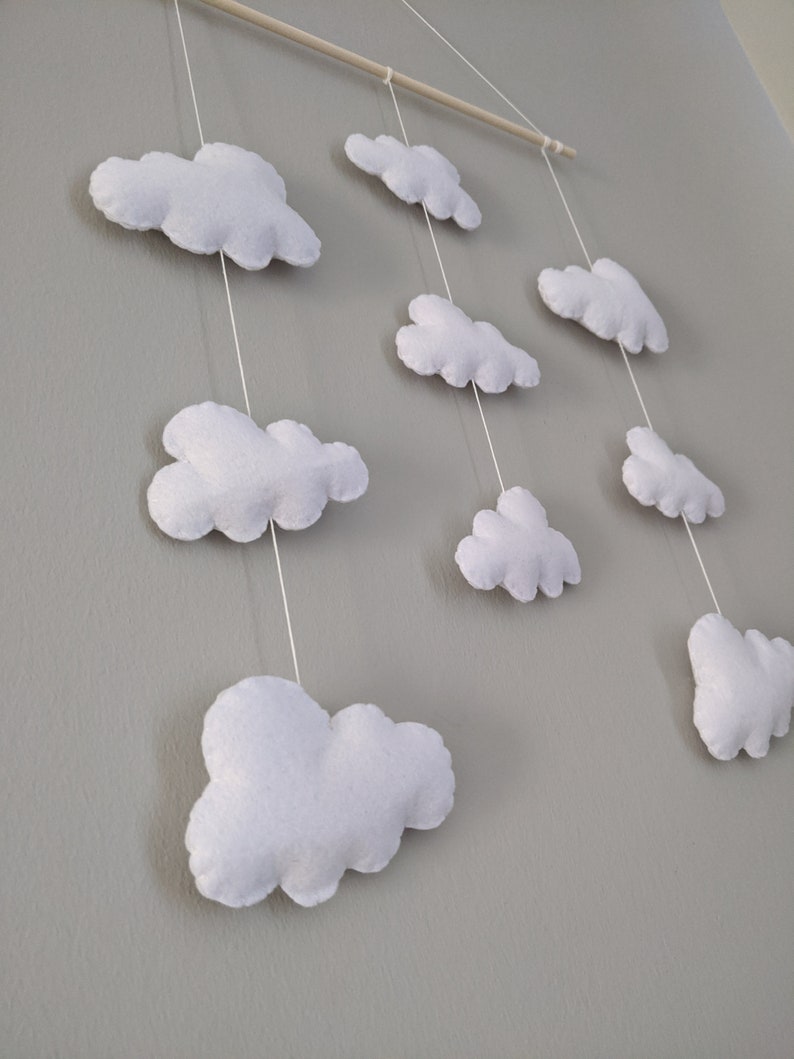 Felt Cloud Wall Hanging White Cloud Nursery Decor Baby Etsy