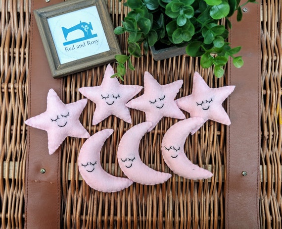 Pink Star and Moon Nursery Garland, Baby Pink Baby Shower Decor. Pink Star and Moon Nursery Garland, Baby Pink Baby Shower Decor.