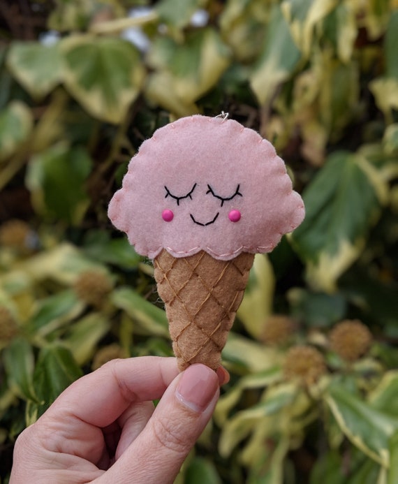 Cute Felt Kawaii Ice Cream Cone Keychain / Keyring - Sleepy Ice Cream. Fun Stocking Stuffer Cute Felt Kawaii Ice Cream Cone Keychain / Keyring - Sleepy Ice Cream. Fun Stocking Stuffer