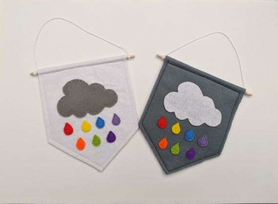 Rainbow Rain Cloud Mini Felt Pennant Flag. Nursery Decor. Scandi Bedroom Wall Hanging. Felt Cloud and Rainbow Decor. Rainbow Rain Cloud Mini Felt Pennant Flag. Nursery Decor. Scandi Bedroom Wall Hanging. Felt Cloud and Rainbow Decor.