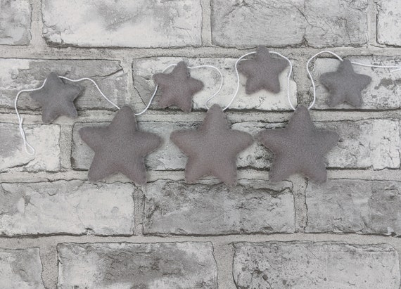 Grey Star Felt Garland, Star Nursery Decor, Felt Star Garland, Handmade Nursery. Grey Star Felt Garland, Star Nursery Decor, Felt Star Garland, Handmade Nursery.