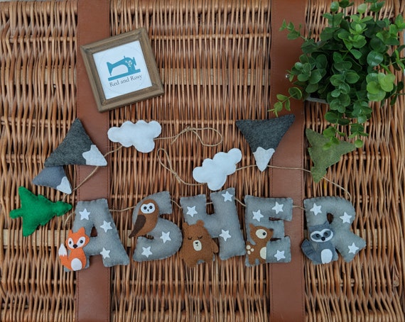 Personalised Woodland Name Banner, Forest Friends Name Garland. Wilderness Bunting. Felt Nursery Decor. Child's Bedroom Name Sign. Personalised Woodland Name Banner, Forest Friends Name Garland. Wilderness Bunting. Felt Nursery Decor. Child's Bedroom Name Sign.