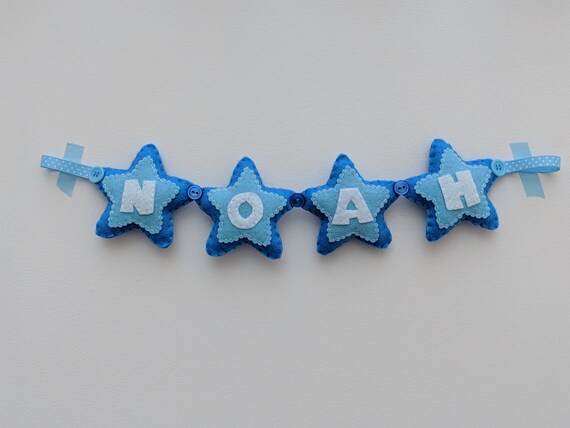 Handmade Blue Star Name Banner, Baby Boy Gift, Nursery Decor. Felt Nursery Decor. Handmade Blue Star Name Banner, Baby Boy Gift, Nursery Decor. Felt Nursery Decor.