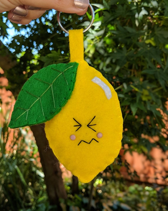Cute Felt Kawaii Sour Lemon Keychain / Keyring - Lemon Gift, friend gift, sour lemon, kawaii lemon Cute Felt Kawaii Sour Lemon Keychain / Keyring - Lemon Gift, friend gift, sour lemon, kawaii lemon